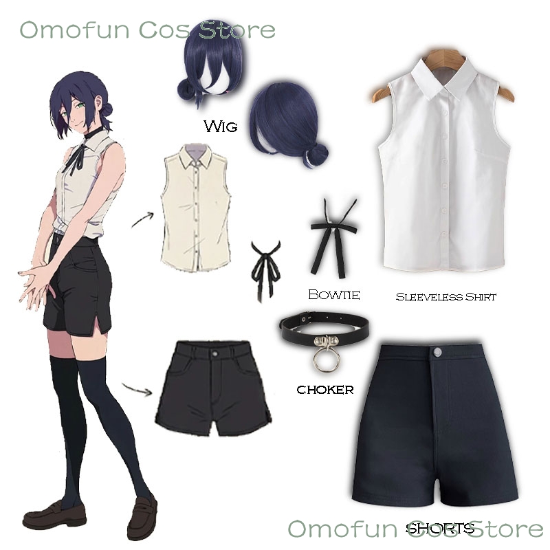 Anime Merchandise For Women - Reze Cosplay Costume Sleeveless Shirt Wig